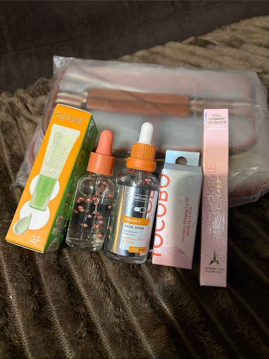 Other - Skincare & Lip Gloss Bundle with Orange-Accent Droppers